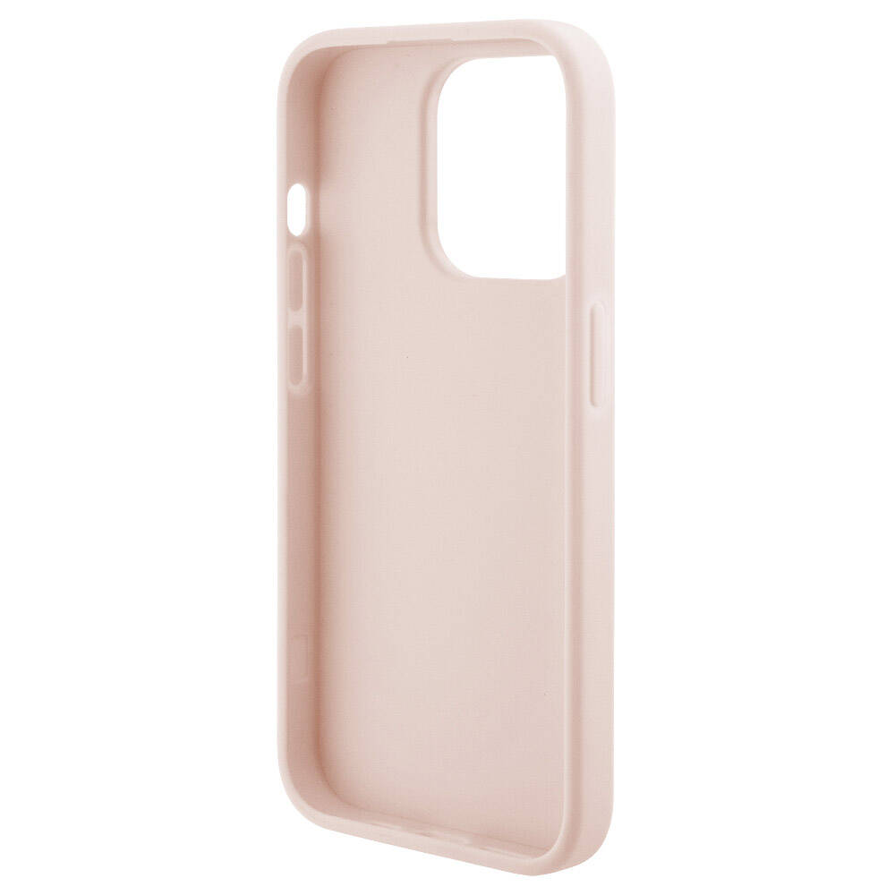 iPhone 15 Pro Max Kılıf Karl Lagerfeld orijinal Lisanslı Metal Yazı Logolu Dikişli Logo Arka Yüzey Kapitone Kılıf