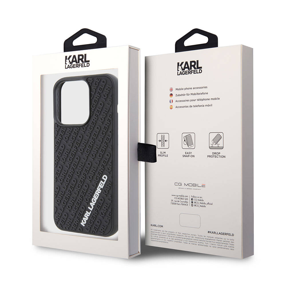 iPhone 15 Pro Max Kılıf Karl Lagerfeld Silikon 3D Multi Logo Orijinal Lisanslı Kılıf