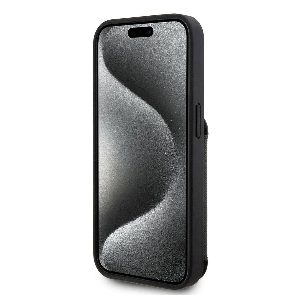iPhone 15 Pro Max Kılıf Karl Lagerfeld Standlı Kartlıklı Saffiano K&C Metal Logo Orijinal Lisanslı Kılıf