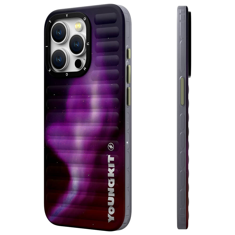 iPhone 15 Pro Max Kılıf Kuzey Işıkları Desenli Youngkit Aurora Serisi Kılıf