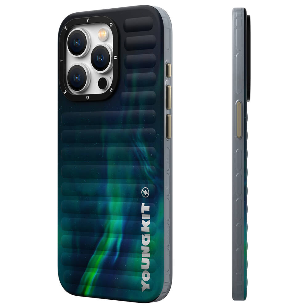 iPhone 15 Pro Max Kılıf Kuzey Işıkları Desenli Youngkit Aurora Serisi Kılıf