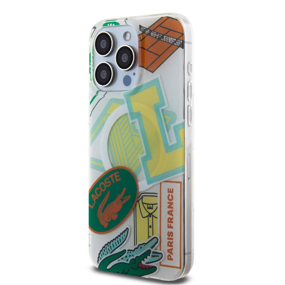 iPhone 15 Pro Max Kılıf Lacoste Orijinal Lisanslı M-safe Şarj Özellikli Çift Katmanlı Yamalar Desenli Kılıf