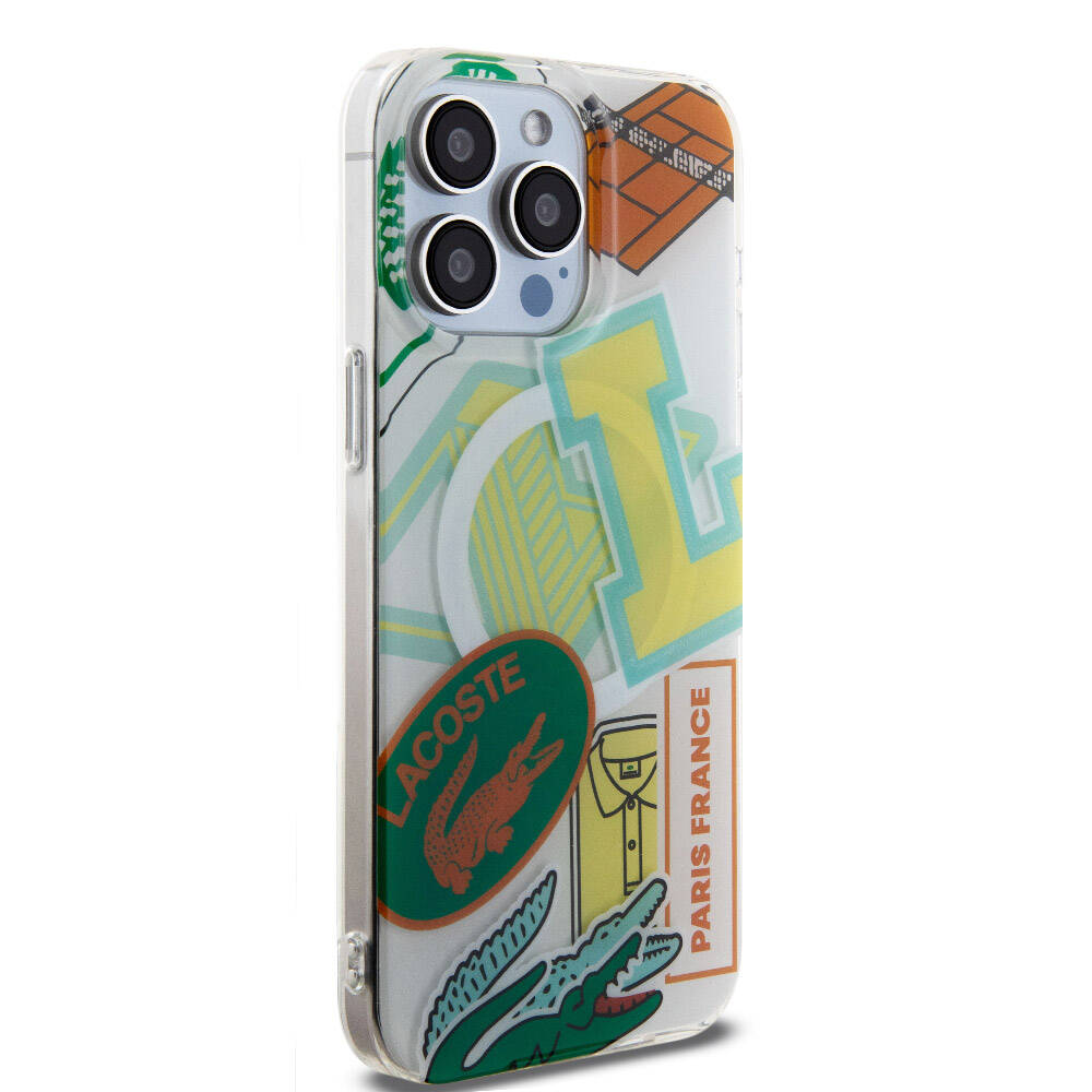 iPhone 15 Pro Max Kılıf Lacoste Orijinal Lisanslı M-safe Şarj Özellikli Çift Katmanlı Yamalar Desenli Kılıf