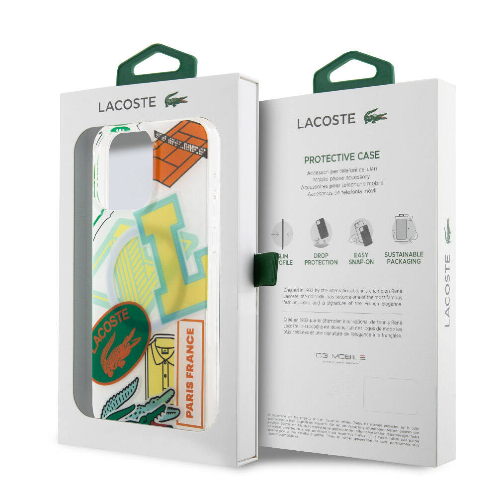 iPhone 15 Pro Max Kılıf Lacoste Orijinal Lisanslı M-safe Şarj Özellikli Çift Katmanlı Yamalar Desenli Kılıf