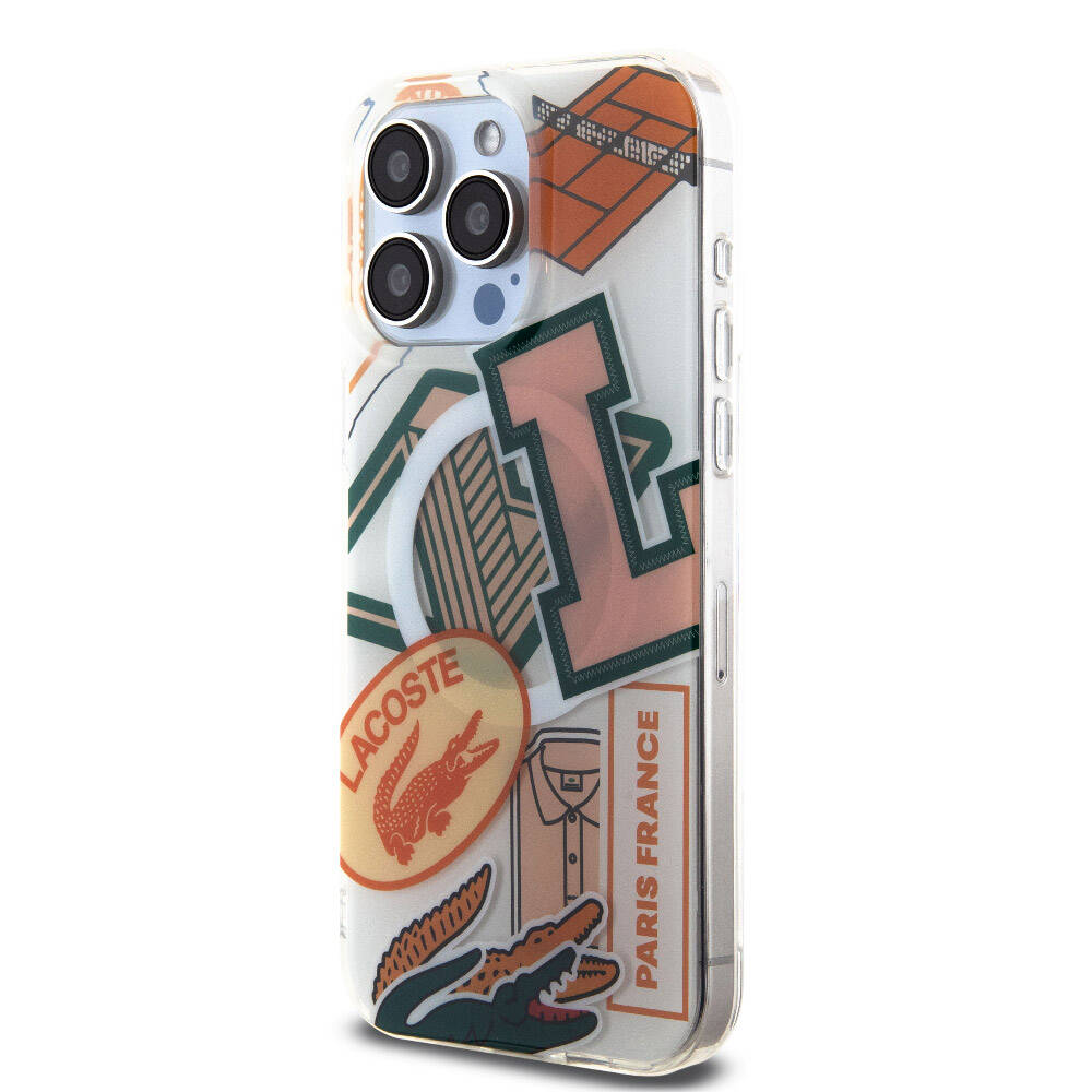 iPhone 15 Pro Max Kılıf Lacoste Orijinal Lisanslı M-safe Şarj Özellikli Çift Katmanlı Yamalar Desenli Kılıf