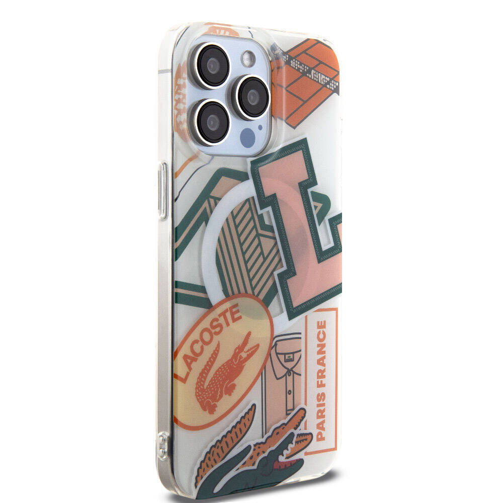 iPhone 15 Pro Max Kılıf Lacoste Orijinal Lisanslı M-safe Şarj Özellikli Çift Katmanlı Yamalar Desenli Kılıf