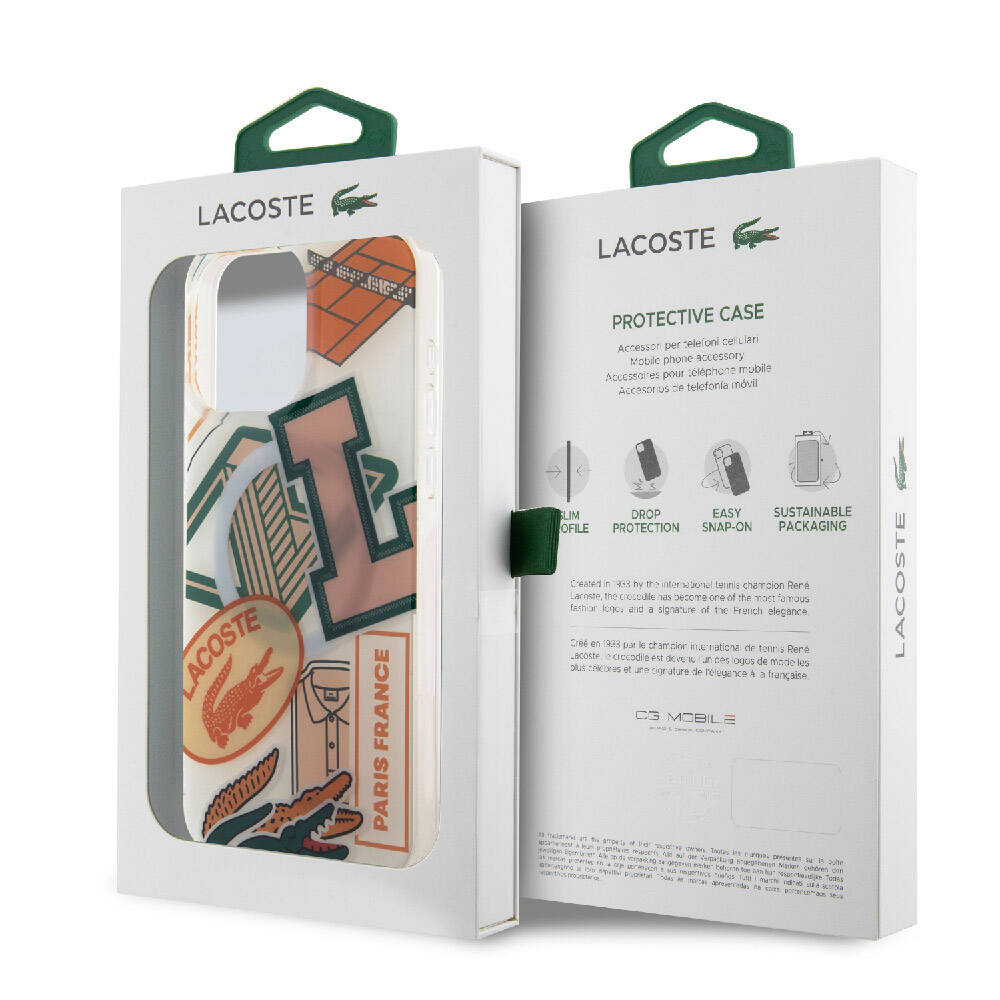 iPhone 15 Pro Max Kılıf Lacoste Orijinal Lisanslı M-safe Şarj Özellikli Çift Katmanlı Yamalar Desenli Kılıf