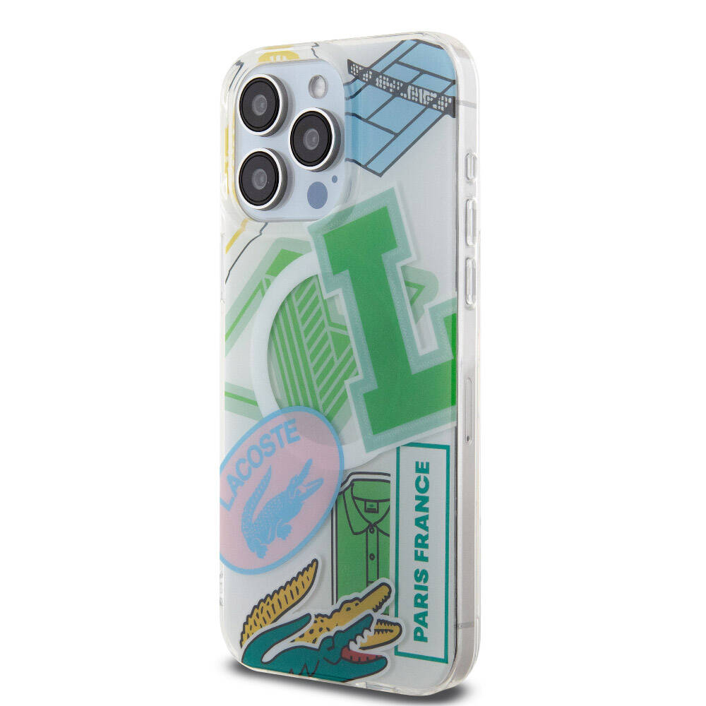 iPhone 15 Pro Max Kılıf Lacoste Orijinal Lisanslı M-safe Şarj Özellikli Çift Katmanlı Yamalar Desenli Kılıf