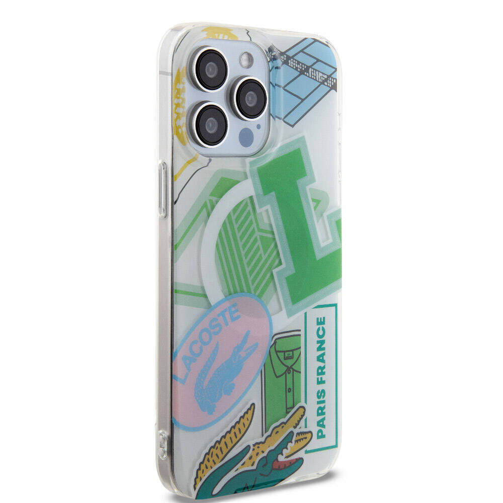 iPhone 15 Pro Max Kılıf Lacoste Orijinal Lisanslı M-safe Şarj Özellikli Çift Katmanlı Yamalar Desenli Kılıf