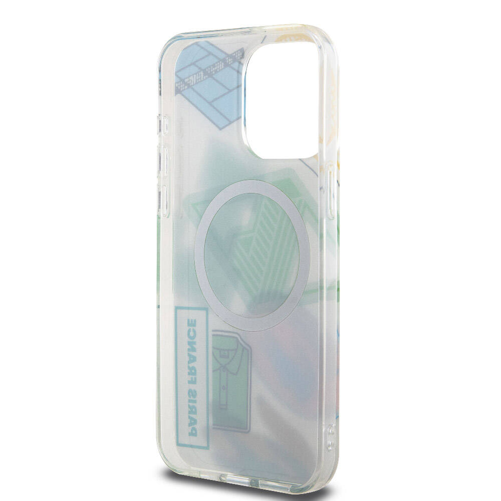 iPhone 15 Pro Max Kılıf Lacoste Orijinal Lisanslı M-safe Şarj Özellikli Çift Katmanlı Yamalar Desenli Kılıf