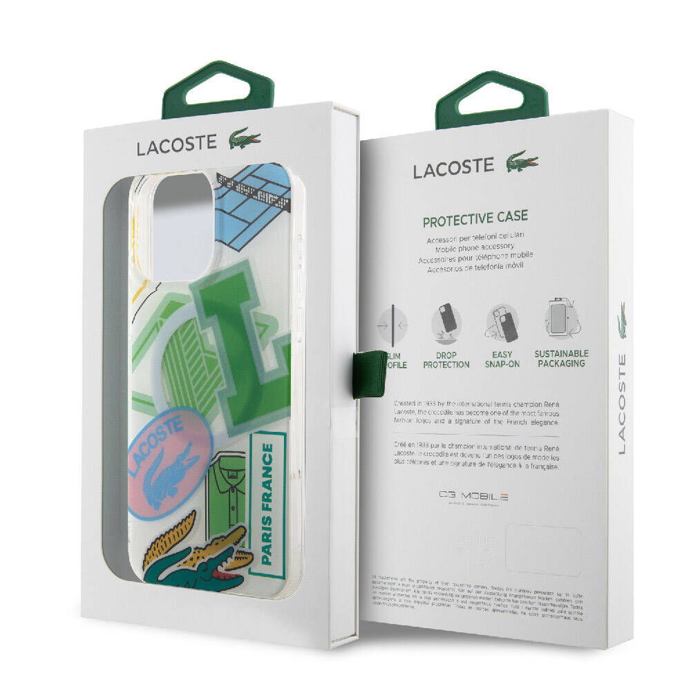 iPhone 15 Pro Max Kılıf Lacoste Orijinal Lisanslı M-safe Şarj Özellikli Çift Katmanlı Yamalar Desenli Kılıf