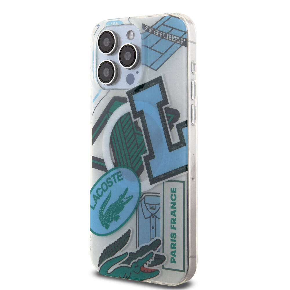 iPhone 15 Pro Max Kılıf Lacoste Orijinal Lisanslı M-safe Şarj Özellikli Çift Katmanlı Yamalar Desenli Kılıf