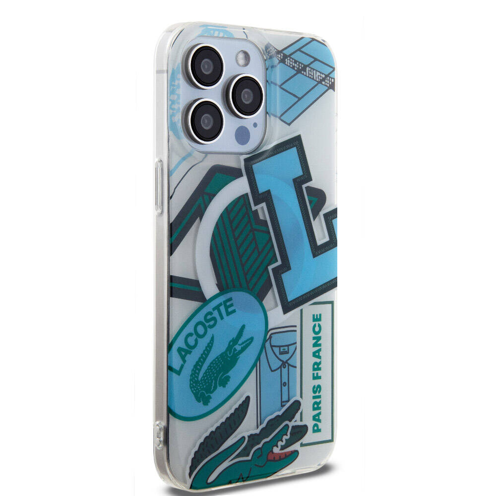 iPhone 15 Pro Max Kılıf Lacoste Orijinal Lisanslı M-safe Şarj Özellikli Çift Katmanlı Yamalar Desenli Kılıf