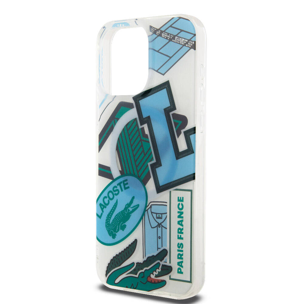 iPhone 15 Pro Max Kılıf Lacoste Orijinal Lisanslı M-safe Şarj Özellikli Çift Katmanlı Yamalar Desenli Kılıf