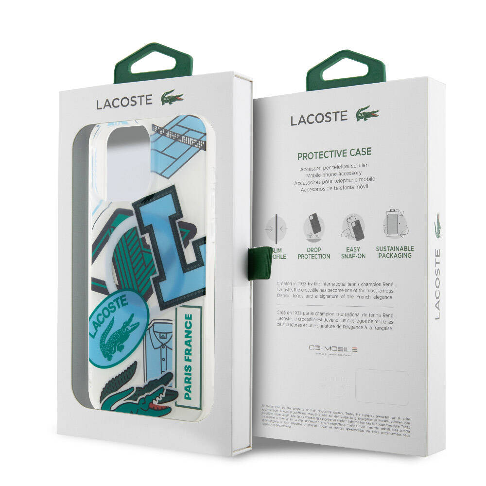 iPhone 15 Pro Max Kılıf Lacoste Orijinal Lisanslı M-safe Şarj Özellikli Çift Katmanlı Yamalar Desenli Kılıf