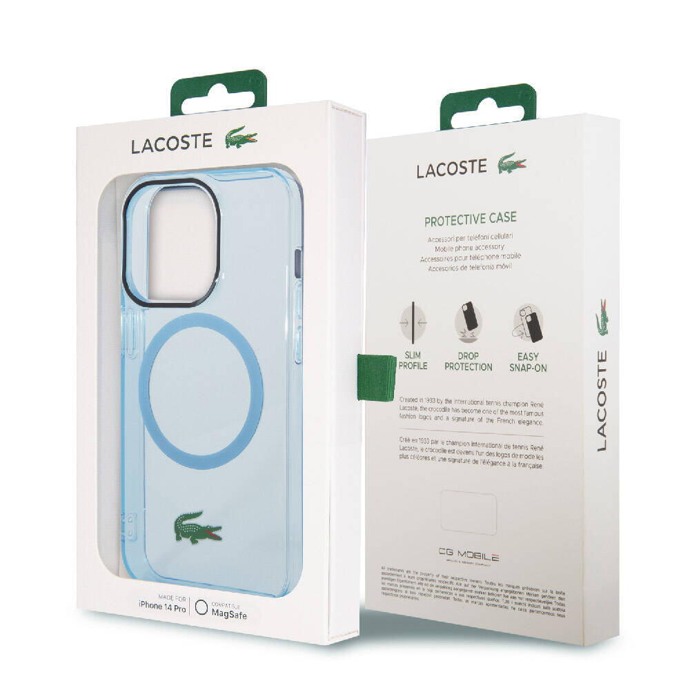 iPhone 15 Pro Max Kılıf Lacoste Orijinal Lisanslı M-safe Şarj Özellikli Transparan Timsah Logo Baskılı Kılıf