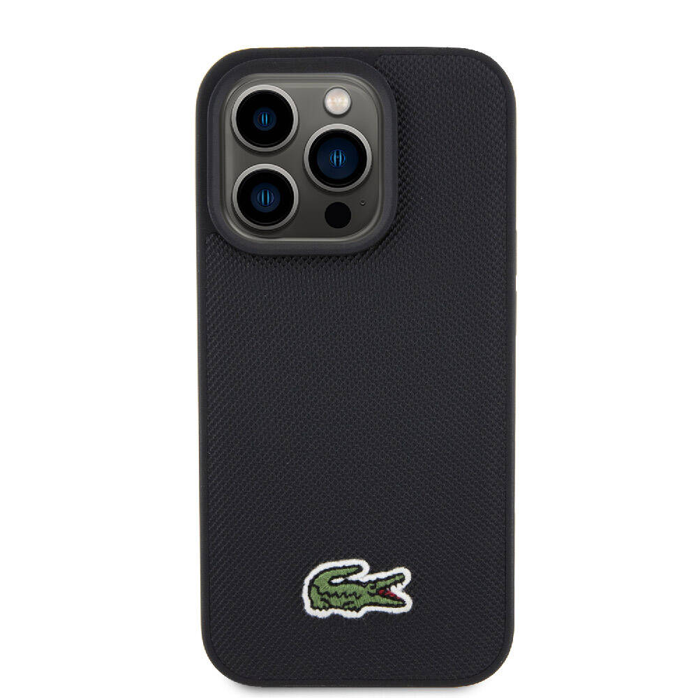 iPhone 15 Pro Max Kılıf Lacoste Orijinal Lisanslı PU Pike Desenli Arka Yüzey İkonik Timsah Dokuma Logolu Kılıf