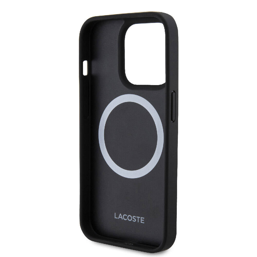 iPhone 15 Pro Max Kılıf Lacoste Orijinal Lisanslı PU Pike Desenli Arka Yüzey İkonik Timsah Dokuma Logolu Kılıf