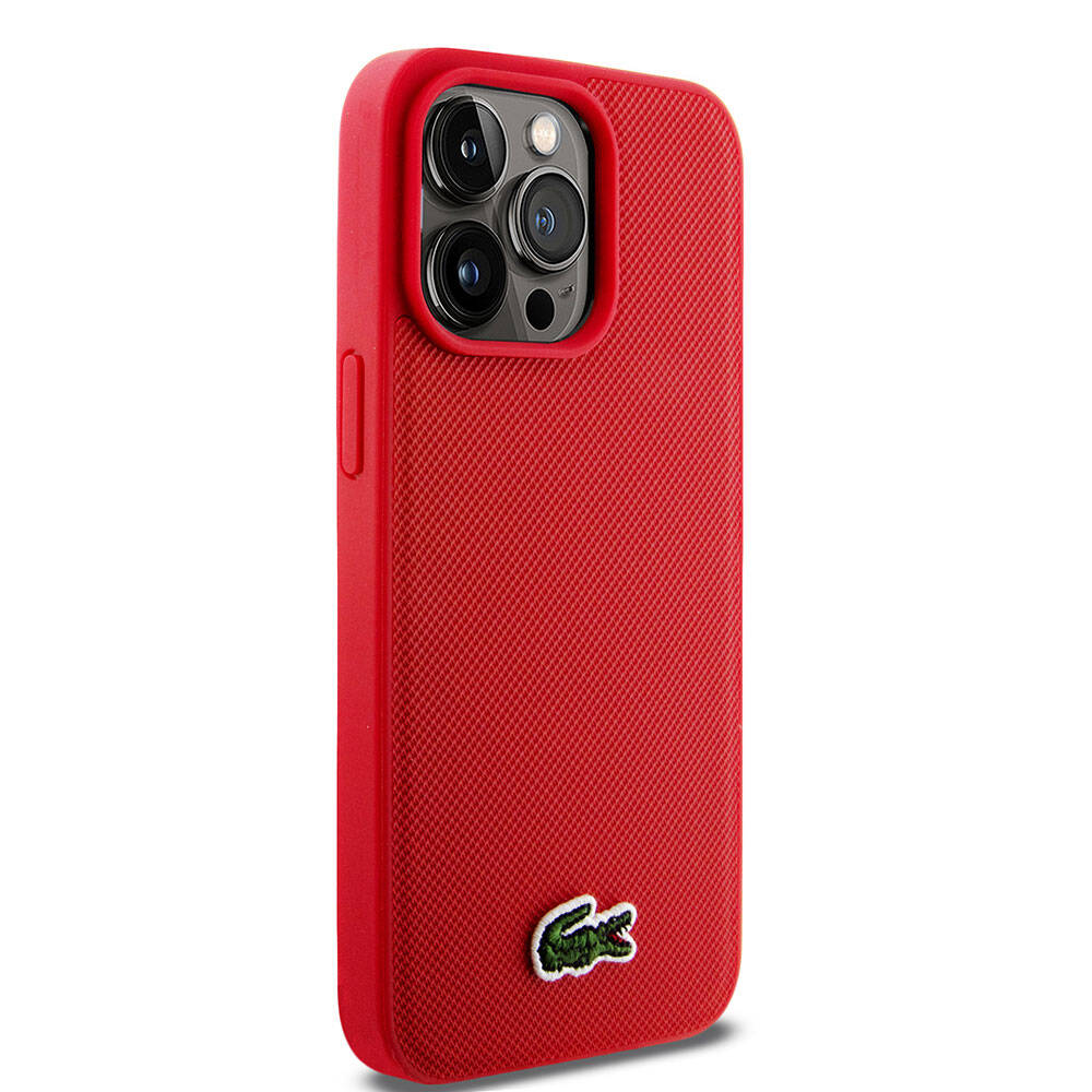 iPhone 15 Pro Max Kılıf Lacoste Orijinal Lisanslı PU Pike Desenli Arka Yüzey İkonik Timsah Dokuma Logolu Kılıf