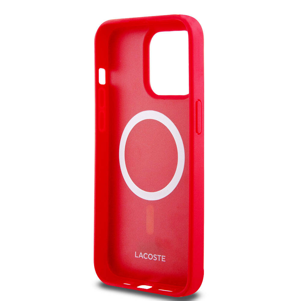 iPhone 15 Pro Max Kılıf Lacoste Orijinal Lisanslı PU Pike Desenli Arka Yüzey İkonik Timsah Dokuma Logolu Kılıf