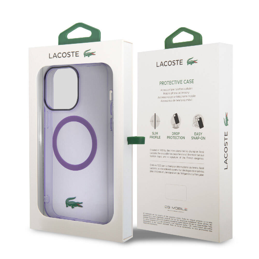 iPhone 15 Pro Max Kılıf Lacoste orijinal Lisanslı M-safe Şarj Özellikli İkonik Timsah Logolu Hard Parme Kılıf