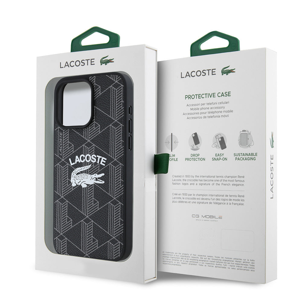 iPhone 15 Pro Max Kılıf Lacoste orijinal Lisanslı M-safe Şarj Özellikli Mono Vintage Logo Kılıf