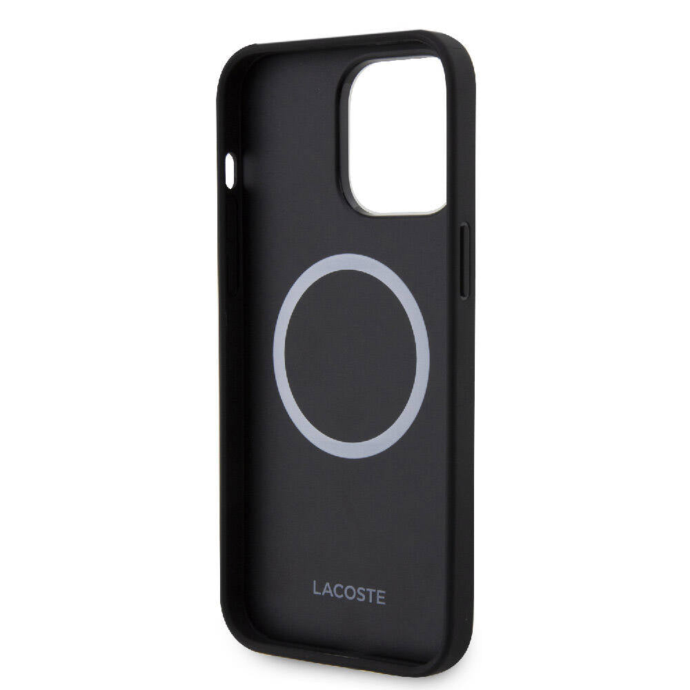 iPhone 15 Pro Max Kılıf Lacoste orijinal Lisanslı M-safe Şarj Özellikli PU Deri Görünümlü Karışık Monogram Desenli Kılıf