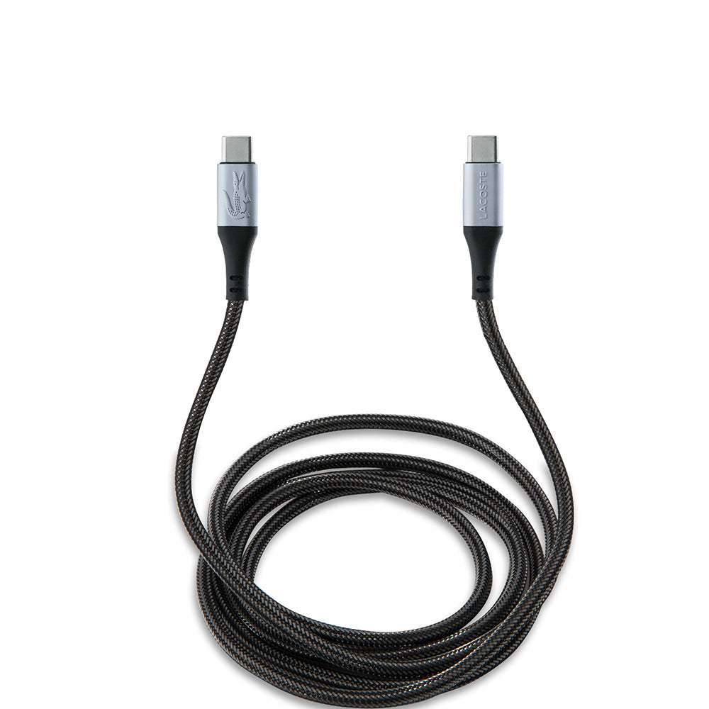 iPhone 15 Pro Max Kılıf Lacoste orijinal Lisanslı PU Pike Desenli Arka Yüzey İkonik Timsah Dokuma Logolu Kılıf + Type-C Kablo 1.5m