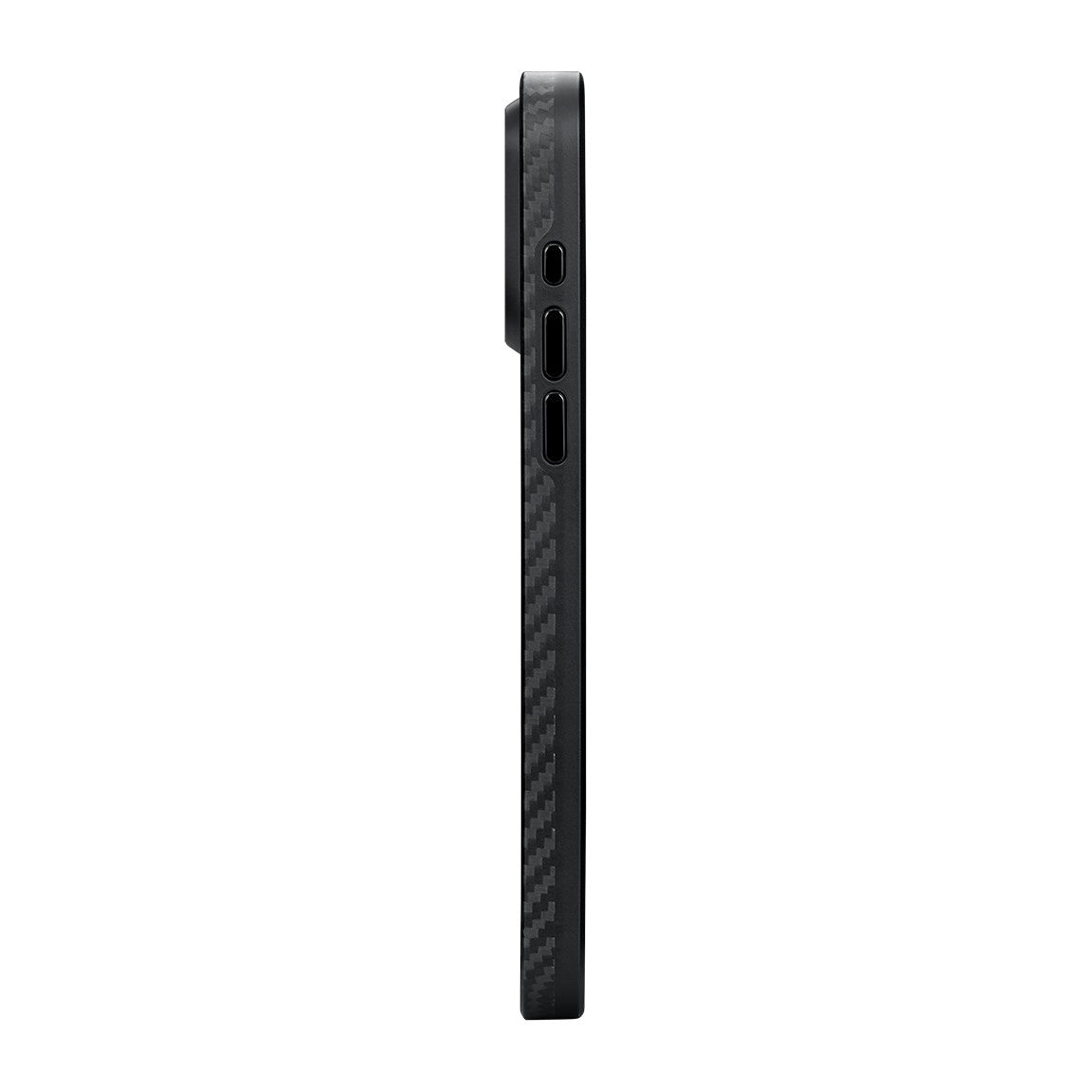 iPhone 15 Pro Max Kılıf M-safe Şarj Özellikli 1500D Aramid Karbon Fiber Pitaka Military-Grade Classic Serisi Black-Grey Twill Kılıf