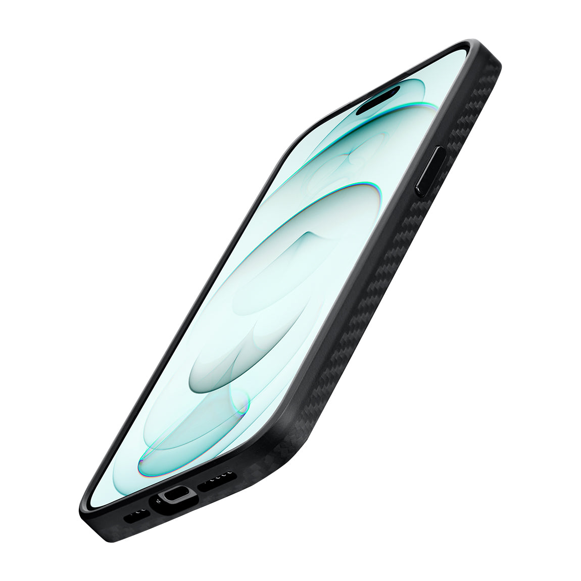 iPhone 15 Pro Max Kılıf M-safe Şarj Özellikli 1500D Aramid Karbon Fiber Pitaka Military-Grade Classic Serisi Black-Grey Twill Kılıf