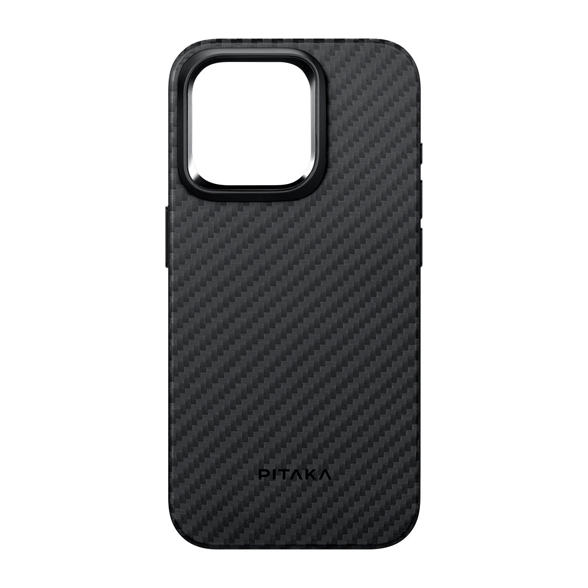 iPhone 15 Pro Max Kılıf M-safe Şarj Özellikli 1500D Aramid Karbon Fiber Pitaka Military-Grade Classic Serisi Black-Grey Twill Kılıf