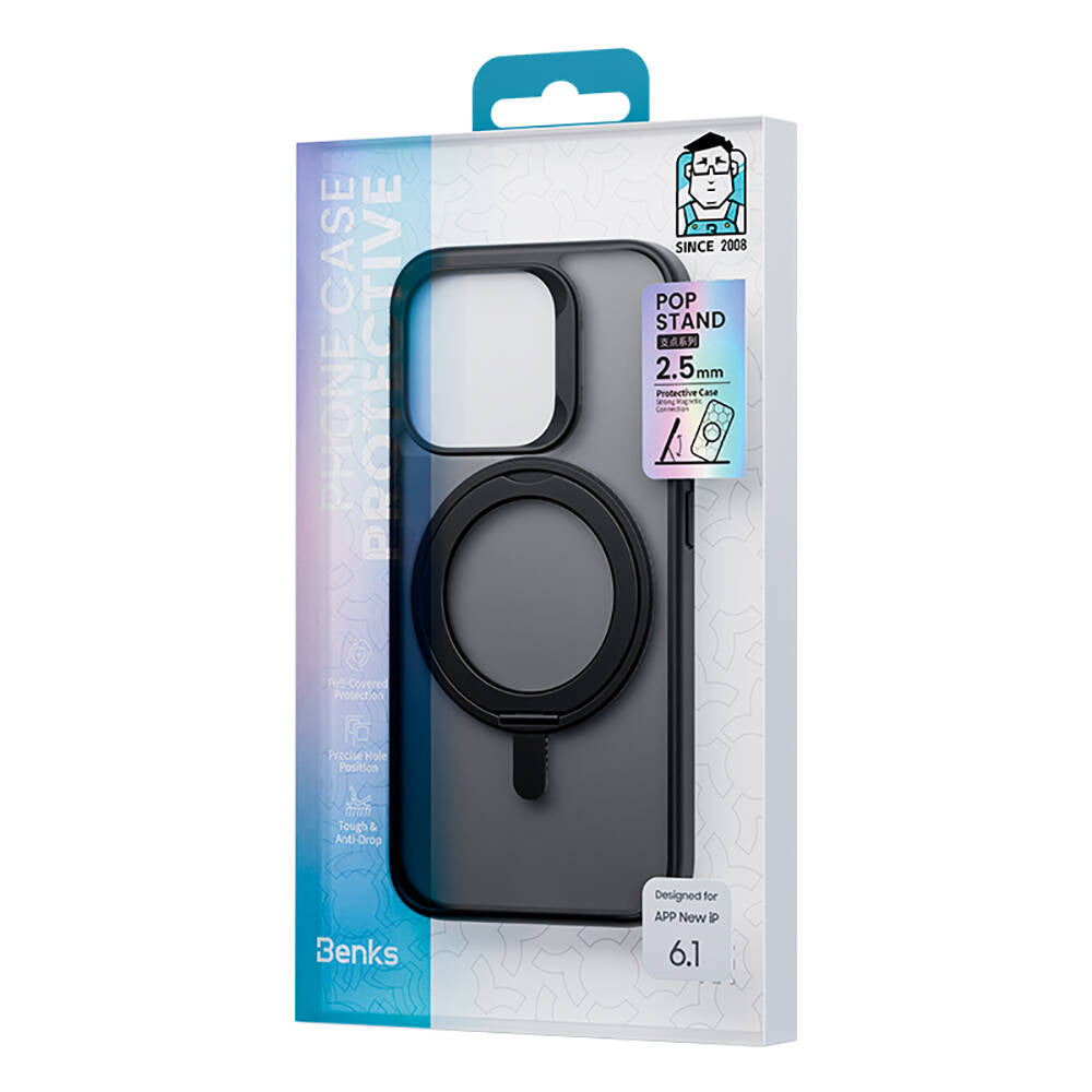 iPhone 15 Pro Max Kılıf M-safe Şarj Özellikli 360° Dönebilen Benks Pop Stand Kılıf