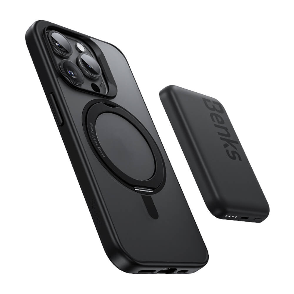 iPhone 15 Pro Max Kılıf M-safe Şarj Özellikli 360° Dönebilen Benks Pop Stand Kılıf