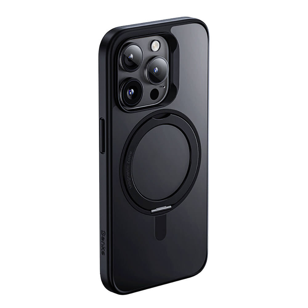 iPhone 15 Pro Max Kılıf M-safe Şarj Özellikli 360° Dönebilen Benks Pop Stand Kılıf