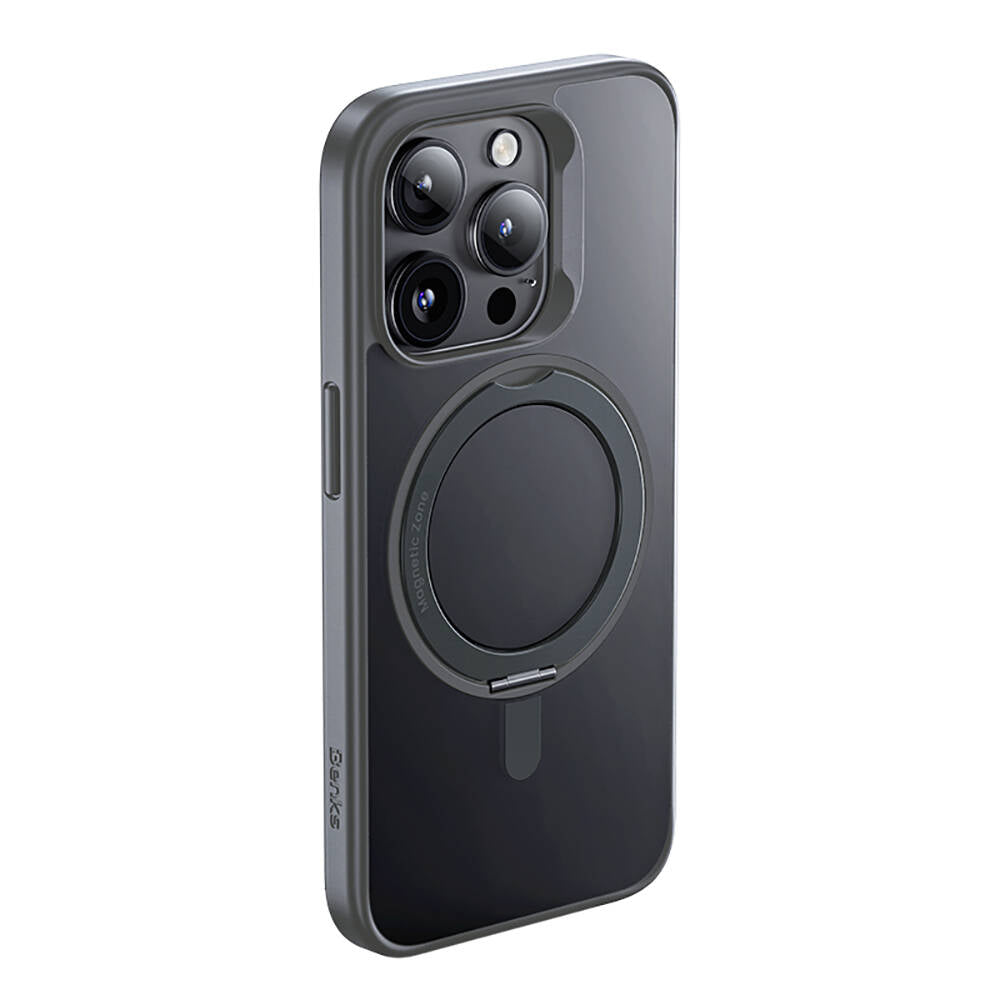 iPhone 15 Pro Max Kılıf M-safe Şarj Özellikli 360° Dönebilen Benks Pop Stand Kılıf