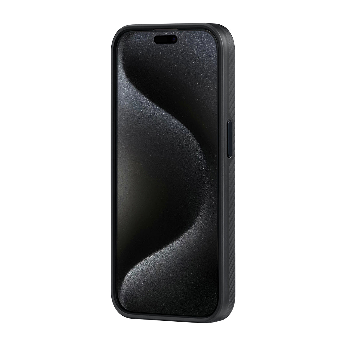 iPhone 15 Pro Max Kılıf M-safe Şarj Özellikli 600D Aramid Karbon Fiber Pitaka Military-Grade Classic Serisi Black-Grey Twill Kılıf