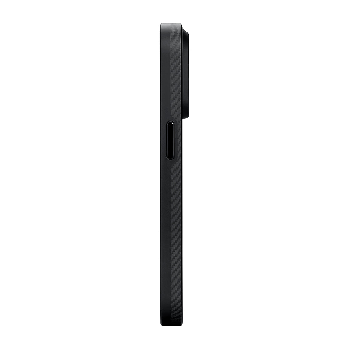 iPhone 15 Pro Max Kılıf M-safe Şarj Özellikli 600D Aramid Karbon Fiber Pitaka Military-Grade Classic Serisi Black-Grey Twill Kılıf