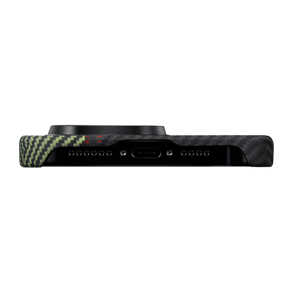 iPhone 15 Pro Max Kılıf M-safe Şarj Özellikli 600D Aramid Karbon Fiber Pitaka Tactile Woven Orchestra Serisi Overture Kılıf