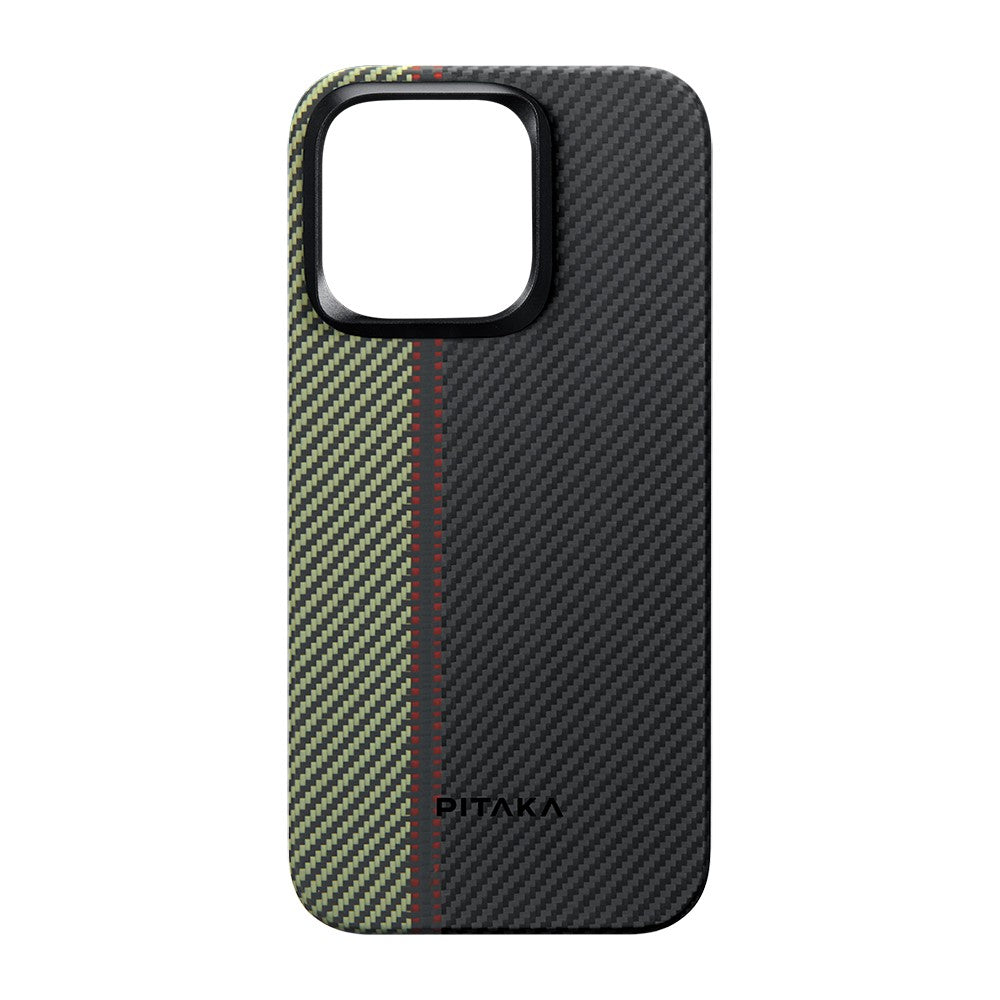 iPhone 15 Pro Max Kılıf M-safe Şarj Özellikli 600D Aramid Karbon Fiber Pitaka Tactile Woven Orchestra Serisi Overture Kılıf
