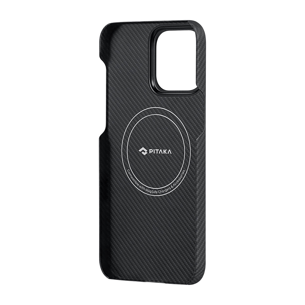 iPhone 15 Pro Max Kılıf M-safe Şarj Özellikli 600D Aramid Karbon Fiber Pitaka Tactile Woven Orchestra Serisi Rhapsody Kılıf