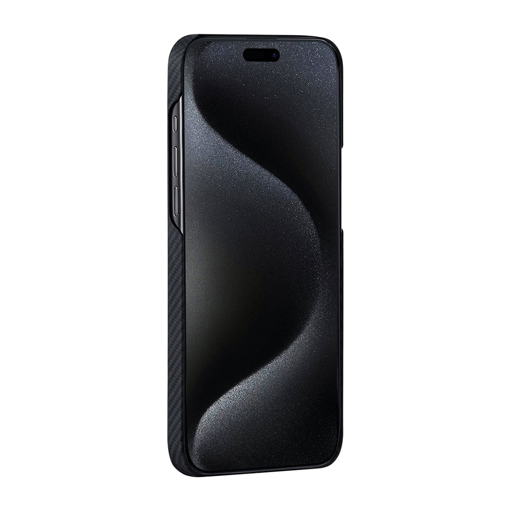 iPhone 15 Pro Max Kılıf M-safe Şarj Özellikli 600D Aramid Karbon Fiber Pitaka Tactile Woven Orchestra Serisi Rhapsody Kılıf