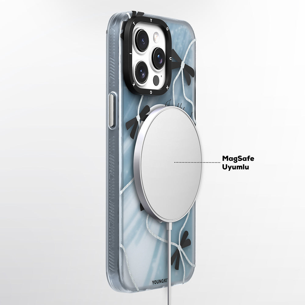 iPhone 15 Pro Max Kılıf M-safe Şarj Özellikli Airbagli Çift Katmanlı Youngkit Star&Butterfly Serisi Kılıf