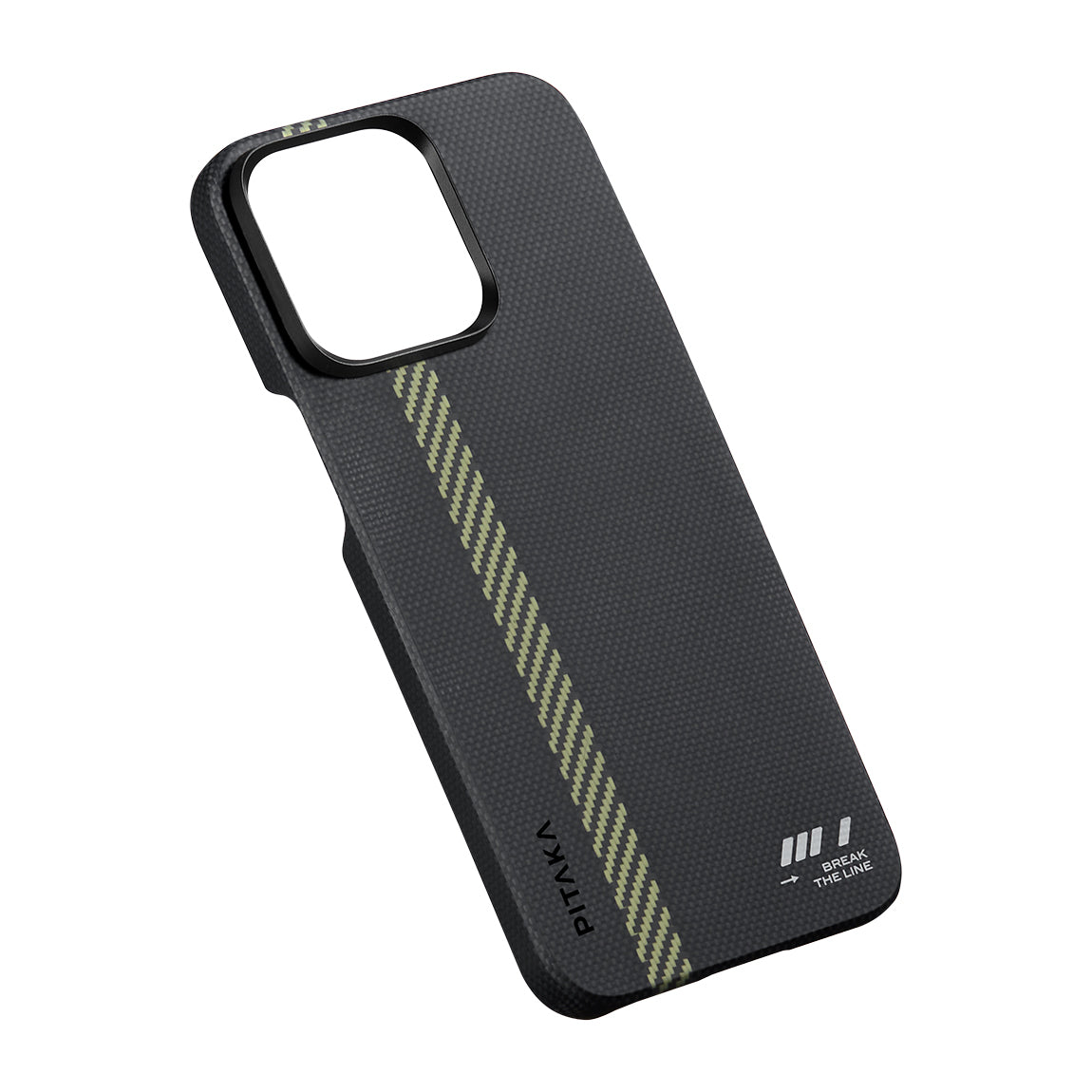 iPhone 15 Pro Max Kılıf M-safe Şarj Özellikli Aramid Karbon Fiber Pitaka Tactile Woven Break The Line Kılıf