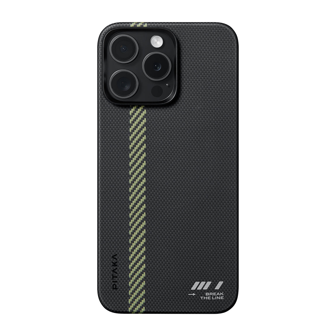 iPhone 15 Pro Max Kılıf M-safe Şarj Özellikli Aramid Karbon Fiber Pitaka Tactile Woven Break The Line Kılıf