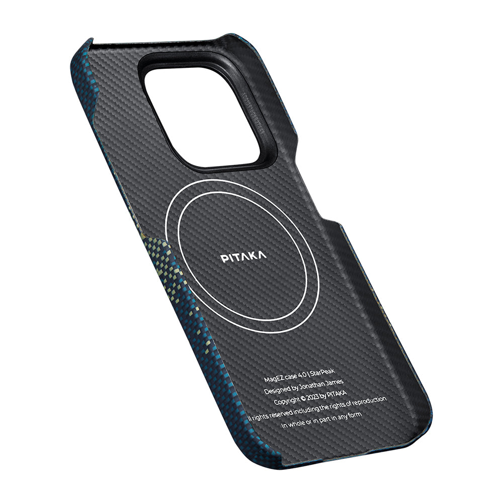 iPhone 15 Pro Max Kılıf M-safe Şarj Özellikli Aramid Karbon Fiber Pitaka Tactile Woven Starpeak Serisi Milky Way Galaxy Kılıf