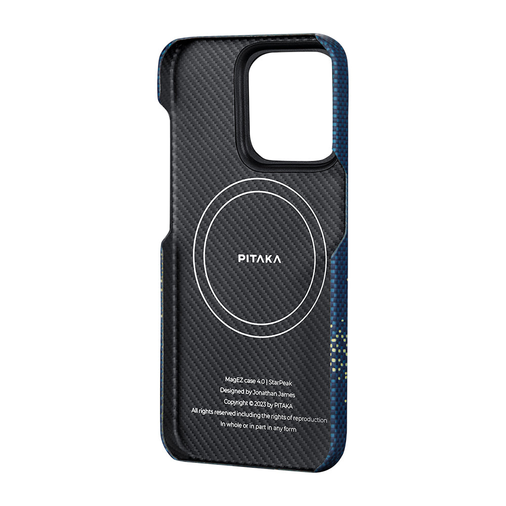 iPhone 15 Pro Max Kılıf M-safe Şarj Özellikli Aramid Karbon Fiber Pitaka Tactile Woven Starpeak Serisi Milky Way Galaxy Kılıf