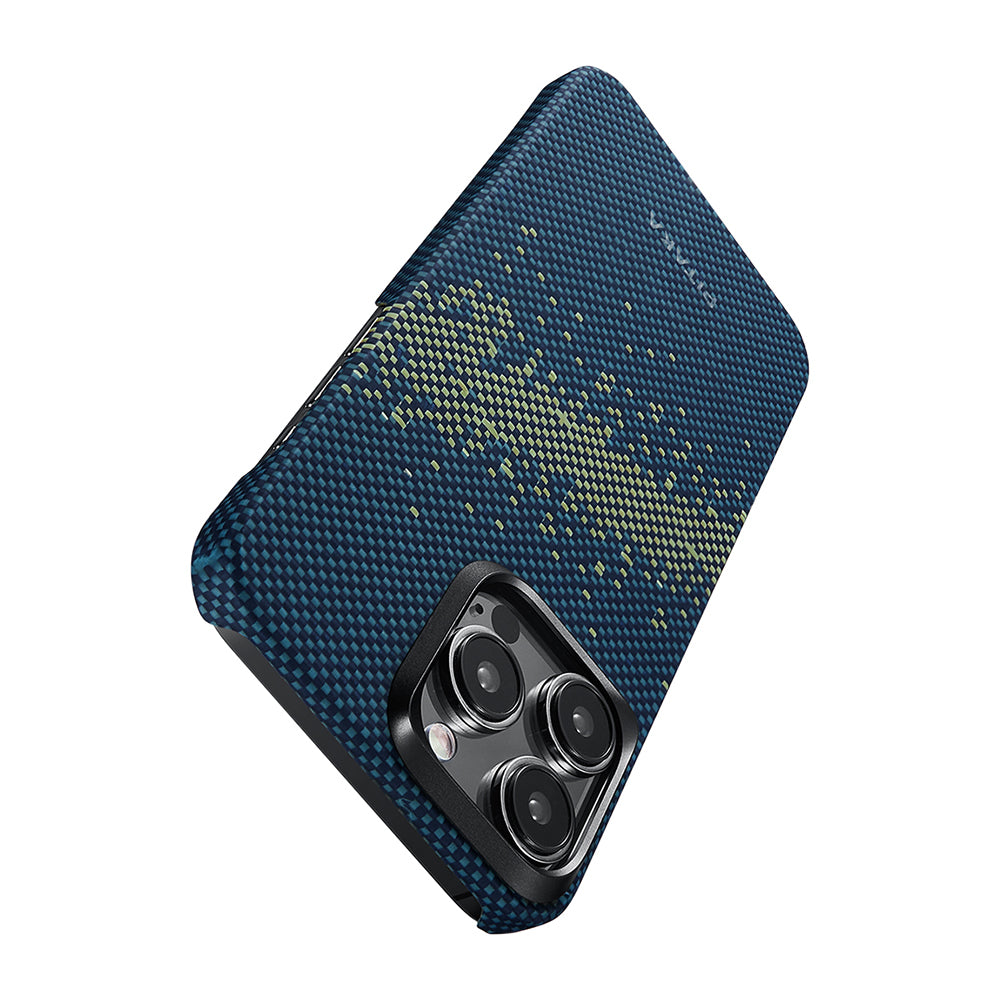 iPhone 15 Pro Max Kılıf M-safe Şarj Özellikli Aramid Karbon Fiber Pitaka Tactile Woven Starpeak Serisi Milky Way Galaxy Kılıf