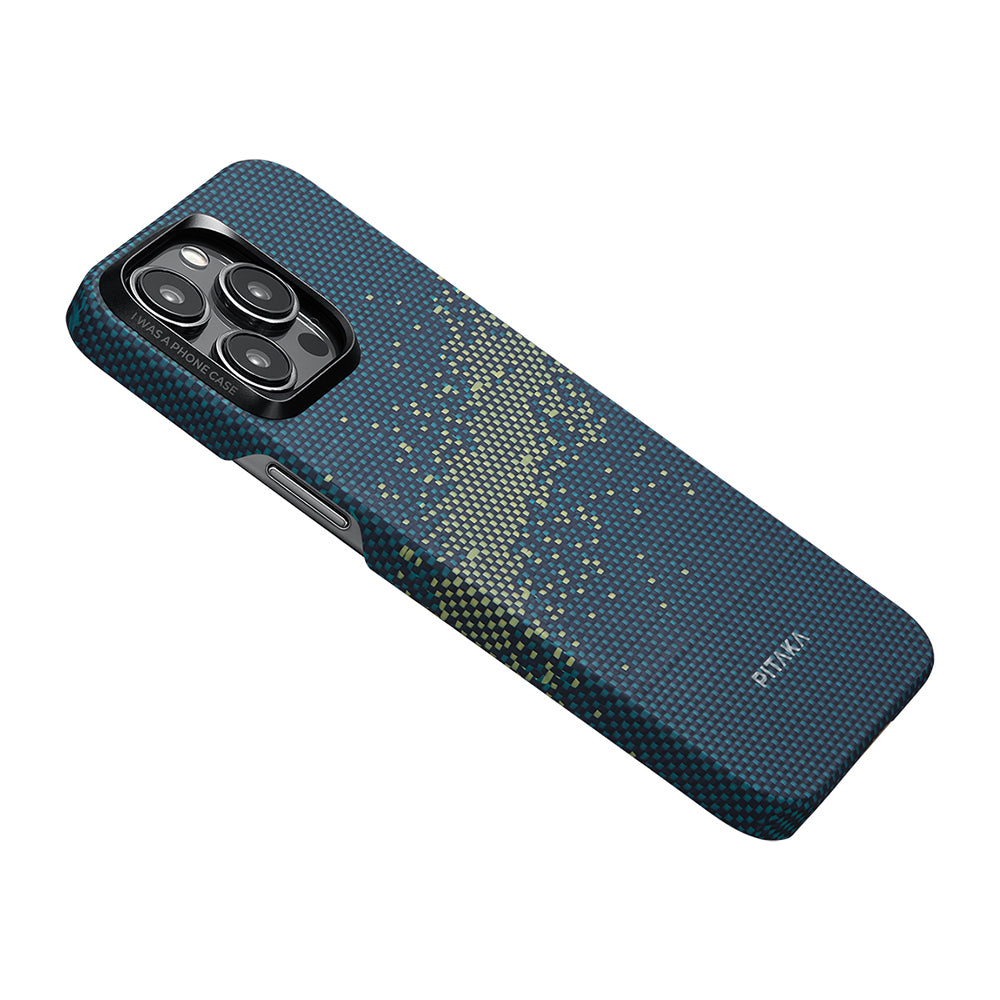iPhone 15 Pro Max Kılıf M-safe Şarj Özellikli Aramid Karbon Fiber Pitaka Tactile Woven Starpeak Serisi Milky Way Galaxy Kılıf