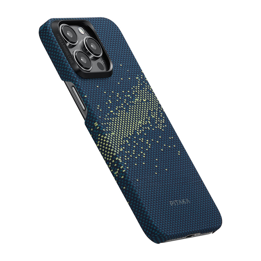 iPhone 15 Pro Max Kılıf M-safe Şarj Özellikli Aramid Karbon Fiber Pitaka Tactile Woven Starpeak Serisi Milky Way Galaxy Kılıf