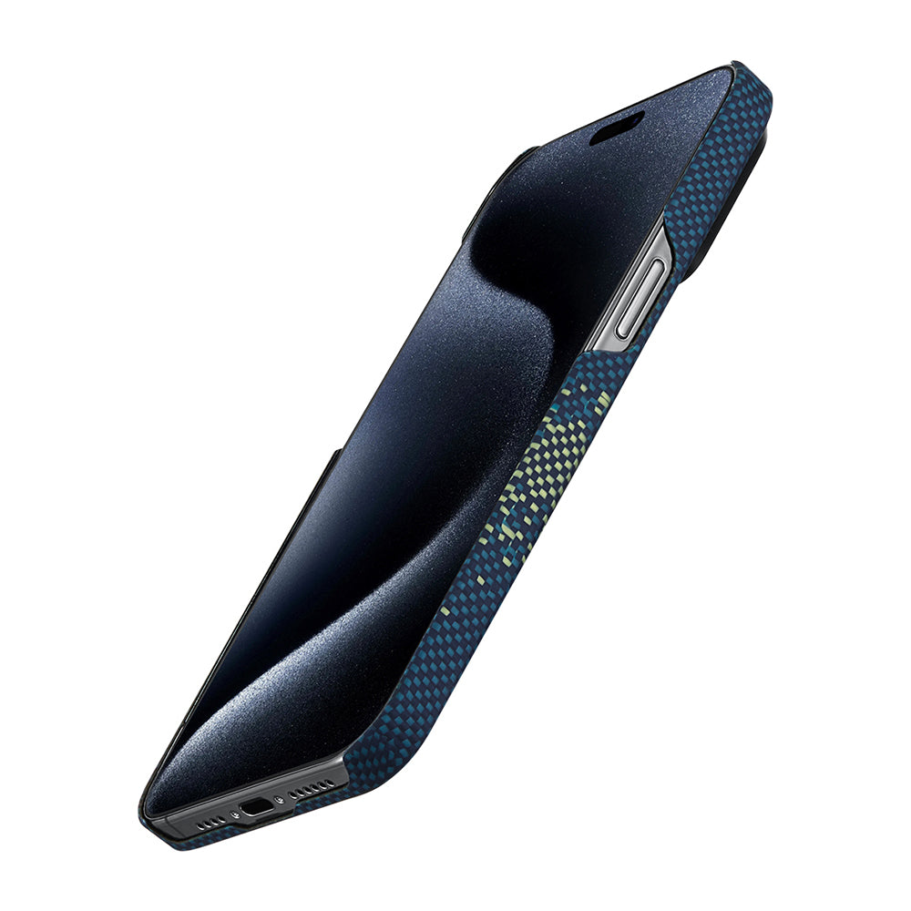 iPhone 15 Pro Max Kılıf M-safe Şarj Özellikli Aramid Karbon Fiber Pitaka Tactile Woven Starpeak Serisi Milky Way Galaxy Kılıf